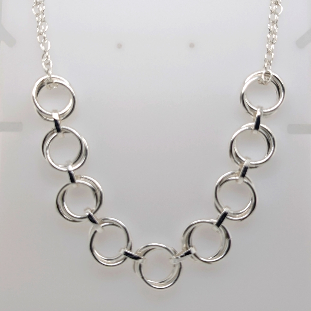 Sterling Silver Double Link Adjustable Chain Neck… - image 1